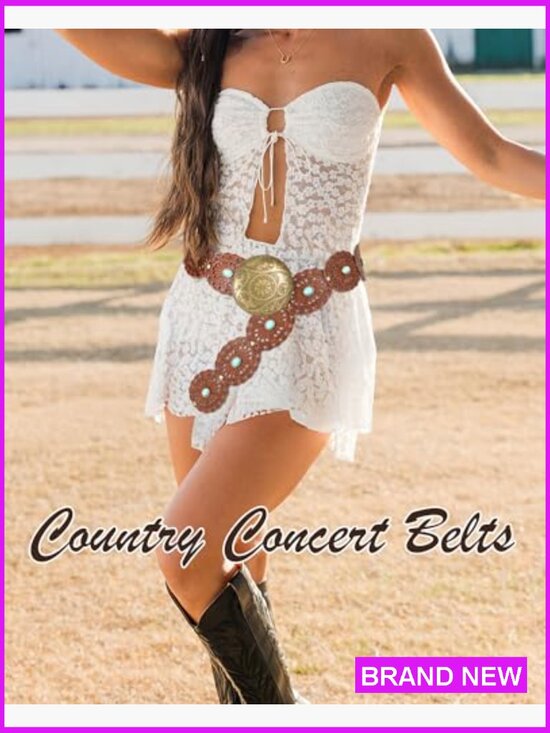 Wide Western Disc Belt Turquoise Cowgirl Boho Country Leather Belt for Jeans main image 4
